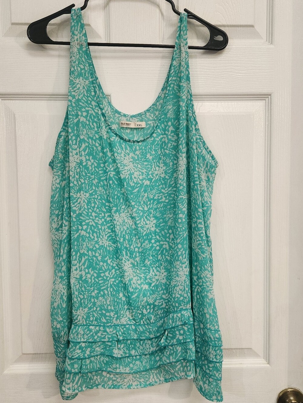 Old Navy Teal Floral Scoop Neck Tank Top